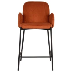 Sale Wohnen Barhocker mit Armlehnen aus Cord Rost Braun - Benede (2er Set)
