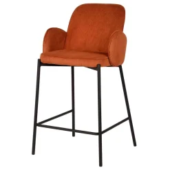 Sale Wohnen Barhocker mit Armlehnen aus Cord Rost Braun - Benede (2er Set)
