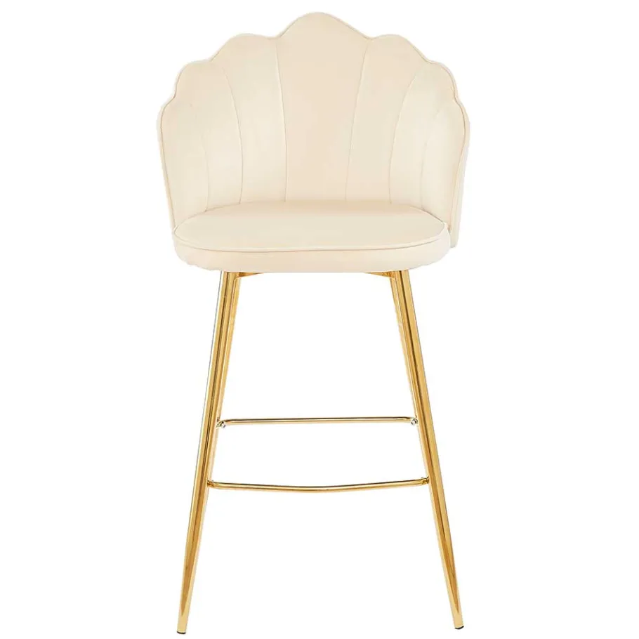 Online Wohnen Barhocker mit Muschel-Lehne in Beige - Grovossa (2er Set)