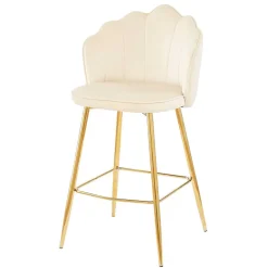Online Wohnen Barhocker mit Muschel-Lehne in Beige - Grovossa (2er Set)