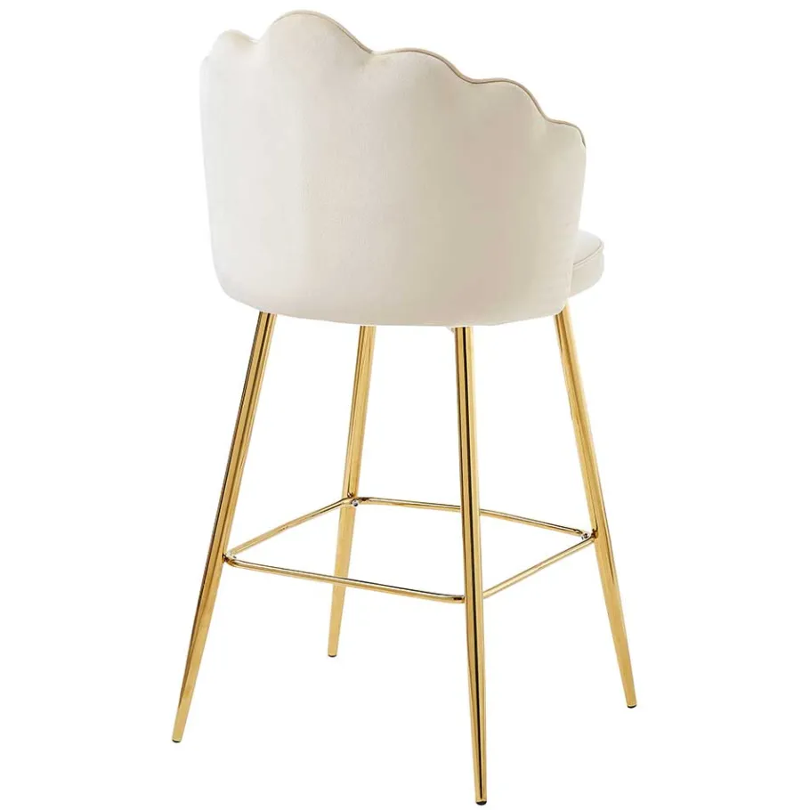 Online Wohnen Barhocker mit Muschel-Lehne in Beige - Grovossa (2er Set)