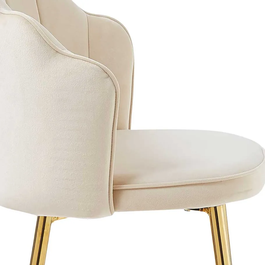Online Wohnen Barhocker mit Muschel-Lehne in Beige - Grovossa (2er Set)