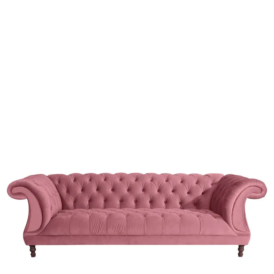 Discount Wohnen Barock Design Couch in Rosa Samtvelours - Clewono