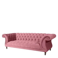 Discount Wohnen Barock Design Couch in Rosa Samtvelours - Clewono