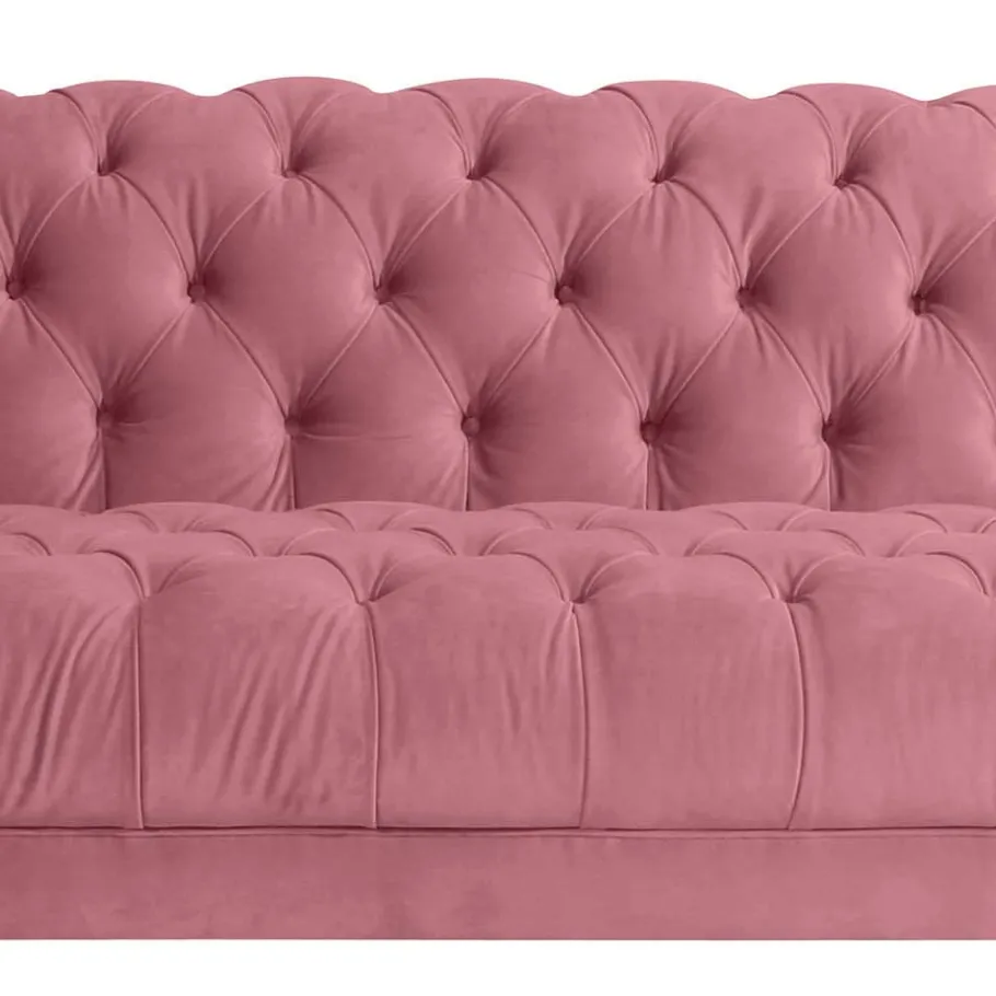 Discount Wohnen Barock Design Couch in Rosa Samtvelours - Clewono