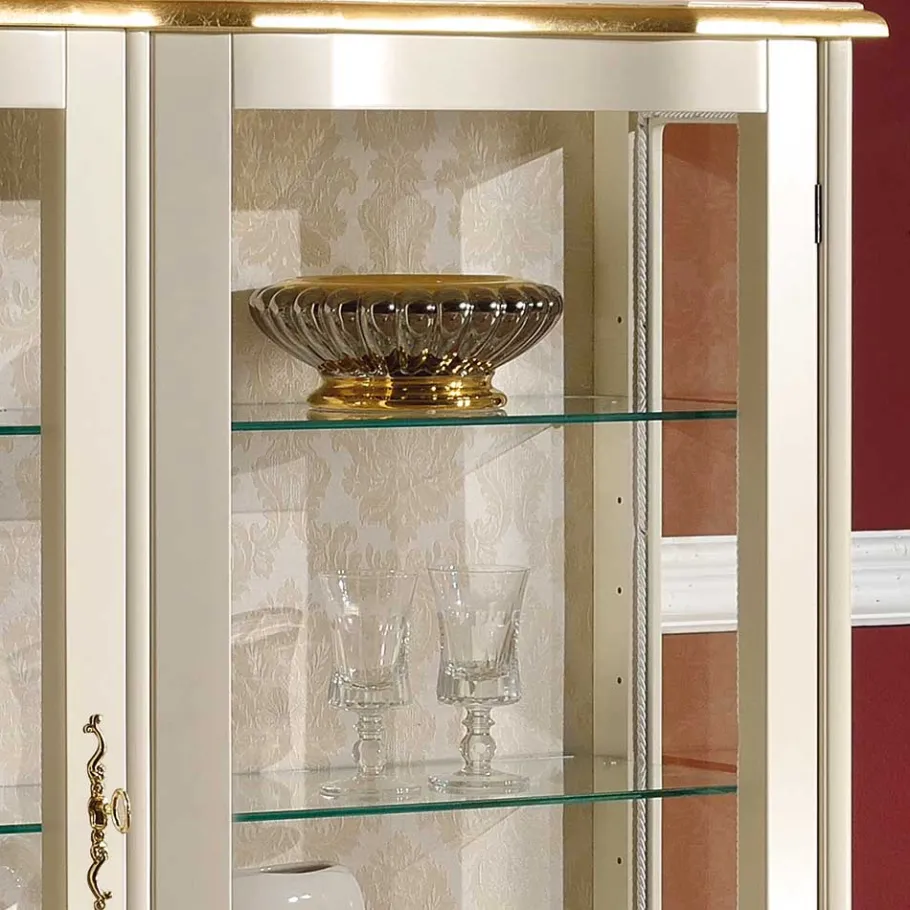 Discount Wohnen Barock Design Vitrine in Weiß & Gold - Iviada