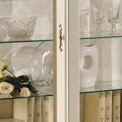 Discount Wohnen Barock Design Vitrine in Weiß & Gold - Iviada