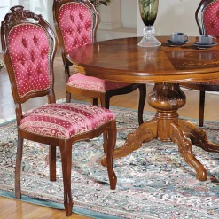 Discount Wohnen Barock Essgruppe mit Tisch rund Magari & 4 Polsterstühlen Rot (fünfteilig)