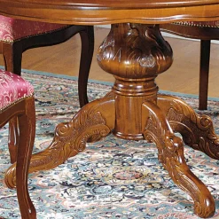 Discount Wohnen Barock Essgruppe mit Tisch rund Magari & 4 Polsterstühlen Rot (fünfteilig)