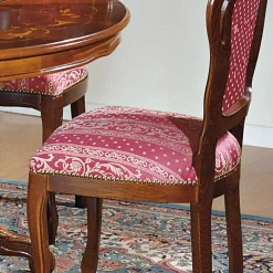 Discount Wohnen Barock Essgruppe mit Tisch rund Magari & 4 Polsterstühlen Rot (fünfteilig)