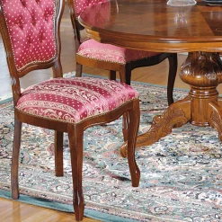 Discount Wohnen Barock Essgruppe mit Tisch rund Magari & 4 Polsterstühlen Rot (fünfteilig)