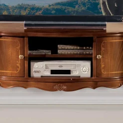 Outlet Wohnen Barock Lowboard für Fernseher Dentro in Nussbaumfarben