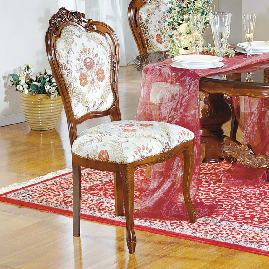 Best Wohnen Barock Polsterstuhl mit Blumen Muster Magari mit Massivholz