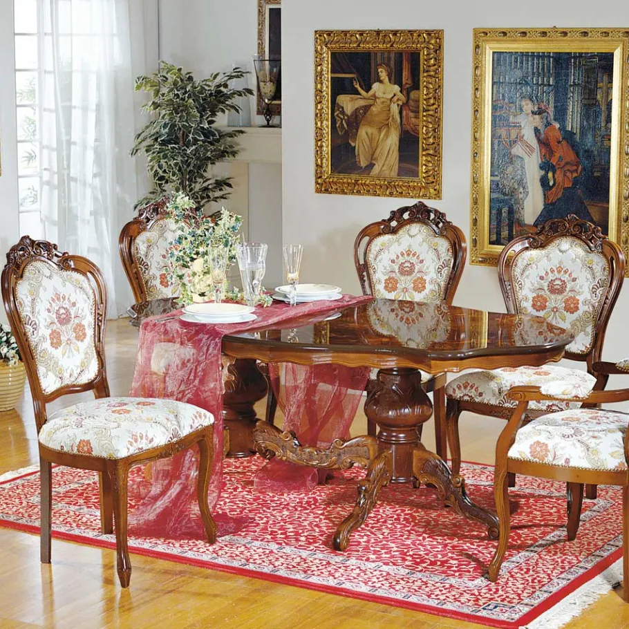 Best Wohnen Barock Polsterstuhl mit Blumen Muster Magari mit Massivholz