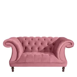 Outlet Wohnen Barock Style Big Sessel in Rosa Samtvelours - Clewono
