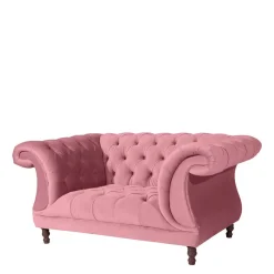 Outlet Wohnen Barock Style Big Sessel in Rosa Samtvelours - Clewono