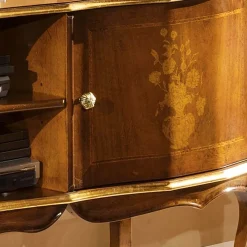 Discount Wohnen Barock TV Lowboard mit Blattgold Venerdina in Nussbaumfarben