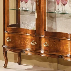 Hot Wohnen Barock Vitrine 2-türig Agosto mit Nussbaum Furnier