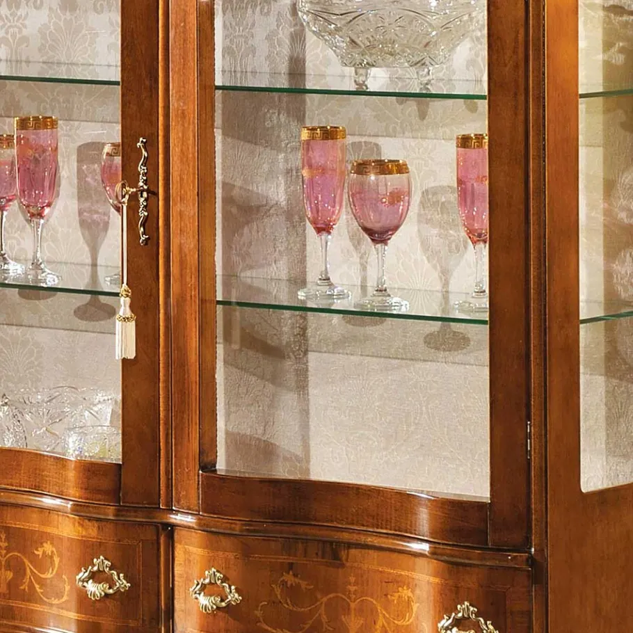 Hot Wohnen Barock Vitrine 2-türig Agosto mit Nussbaum Furnier