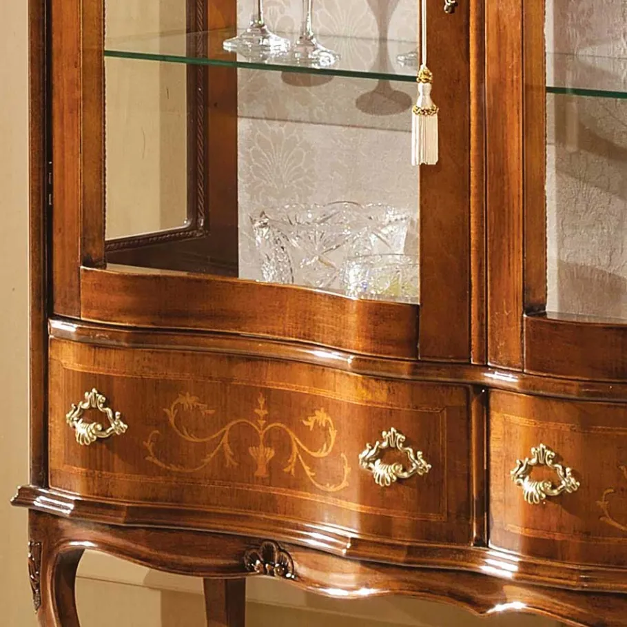 Hot Wohnen Barock Vitrine 2-türig Agosto mit Nussbaum Furnier