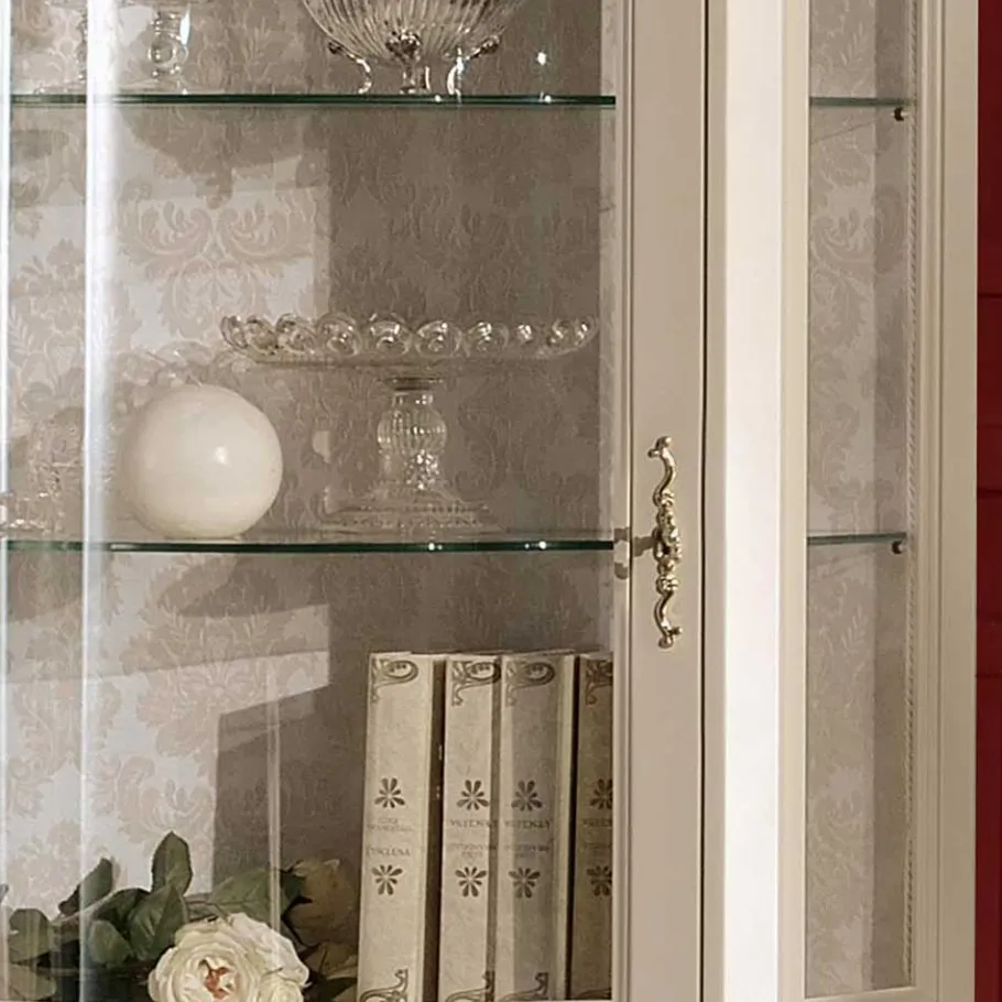 Discount Wohnen Barockstil Vitrine in Weiß & Gold - Datalera