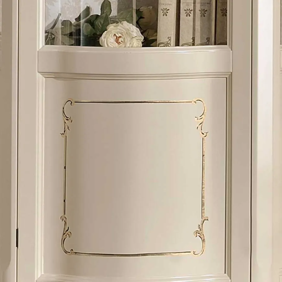 Discount Wohnen Barockstil Vitrine in Weiß & Gold - Datalera
