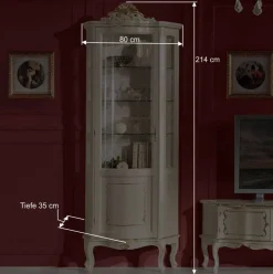 Discount Wohnen Barockstil Vitrine in Weiß & Gold - Datalera