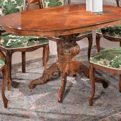 Hot Wohnen Barocktisch mit Nussbaum Furnier Magari in Oval 140x90