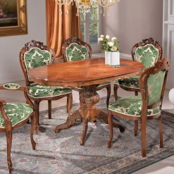 Hot Wohnen Barocktisch mit Nussbaum Furnier Magari in Oval 140x90