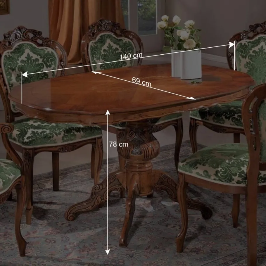Hot Wohnen Barocktisch mit Nussbaum Furnier Magari in Oval 140x90