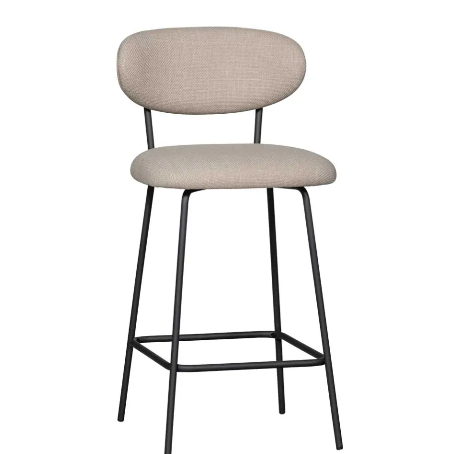 Hot Wohnen Barstühle in Beigegrau und Schwarz - Abeigh (2er Set)