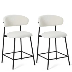 Discount Wohnen Barstühle in Cremeweiß und Schwarz - Bean (2er Set)