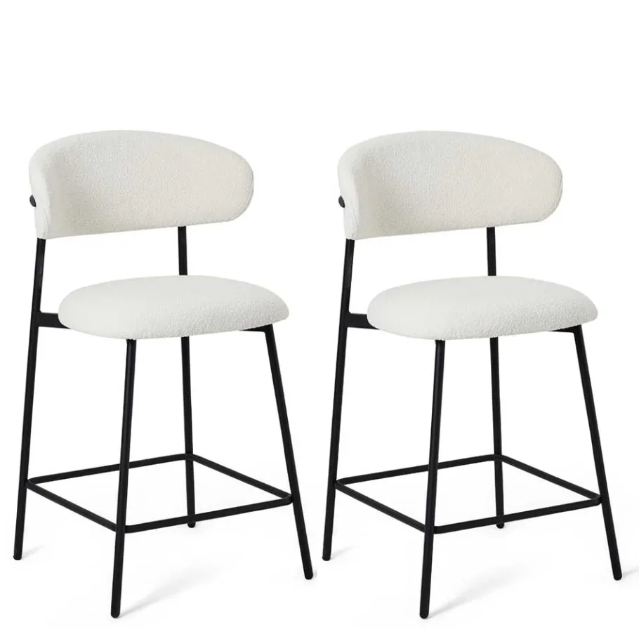 Discount Wohnen Barstühle in Cremeweiß und Schwarz - Bean (2er Set)