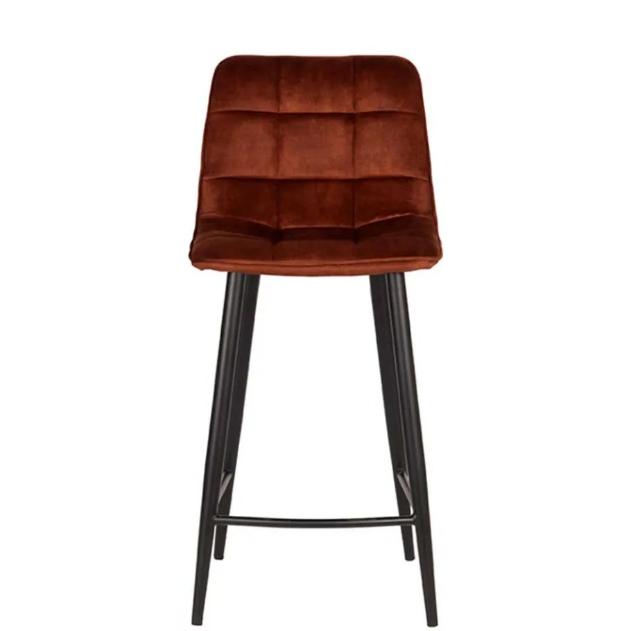 Discount Wohnen Barstühle in Rost Braun Velours - Susa (2er Set)