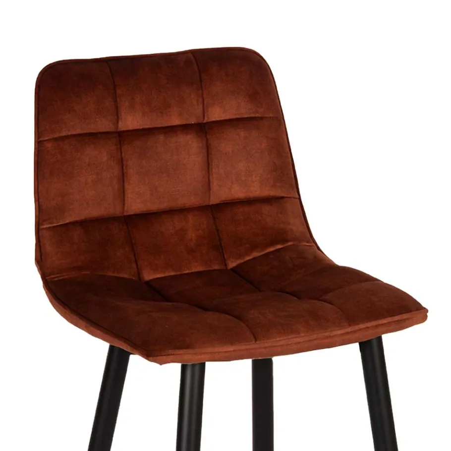 Discount Wohnen Barstühle in Rost Braun Velours - Susa (2er Set)