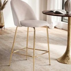 Wohnen Barstuhl in Beige und Gold - Furcios (2er Set)