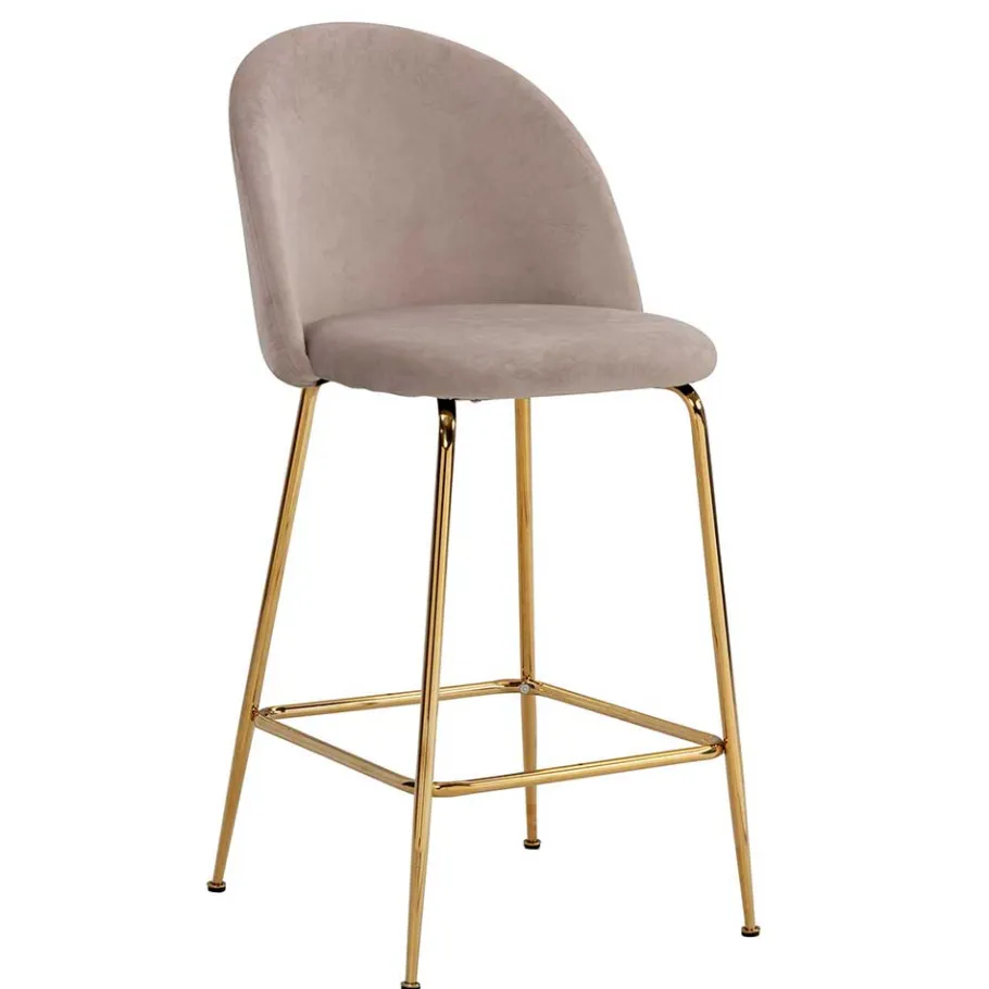 Wohnen Barstuhl in Beige und Gold - Furcios (2er Set)