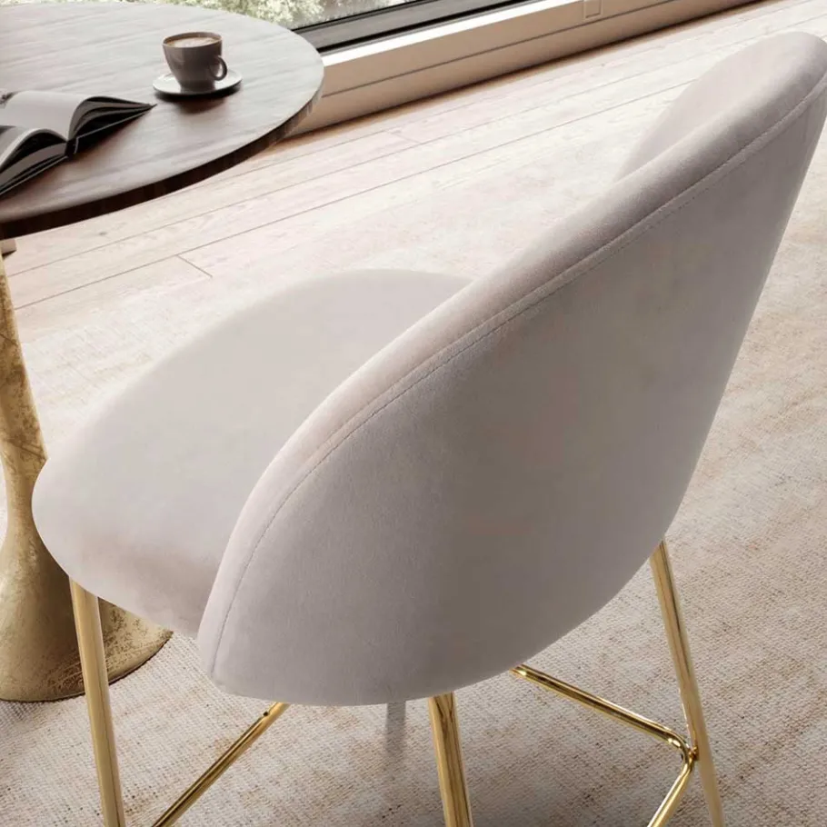 Wohnen Barstuhl in Beige und Gold - Furcios (2er Set)