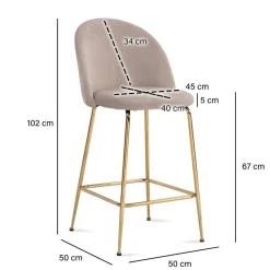 Wohnen Barstuhl in Beige und Gold - Furcios (2er Set)