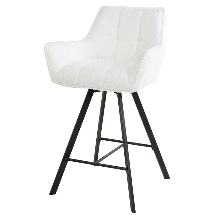 Clearance Wohnen Barstuhl mit Drehgestell in Creme Boucle - Queen (2er Set)