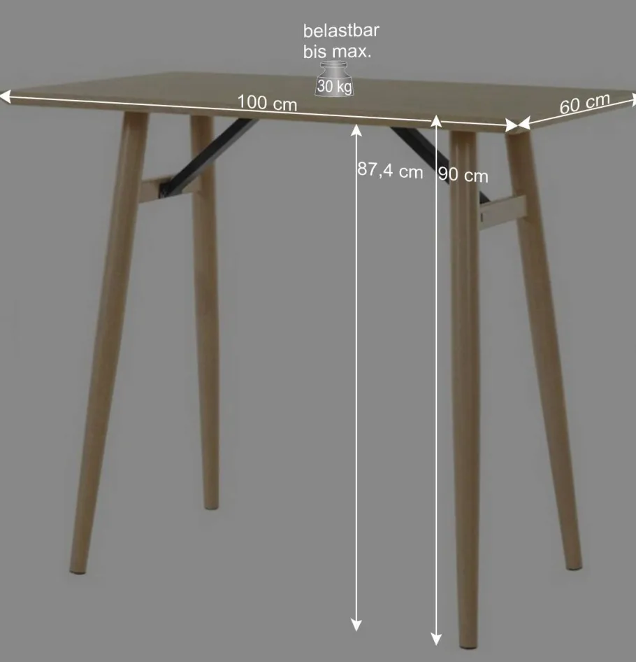 Online Wohnen Bartisch Stehtisch in Eiche Holzoptik - Andoro