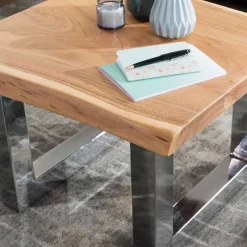 Outlet Wohnen Baumkante Couchtisch mit Chrom - Medesso