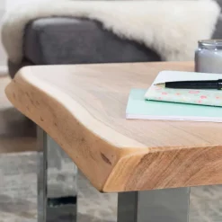 Outlet Wohnen Baumkante Couchtisch mit Chrom - Medesso