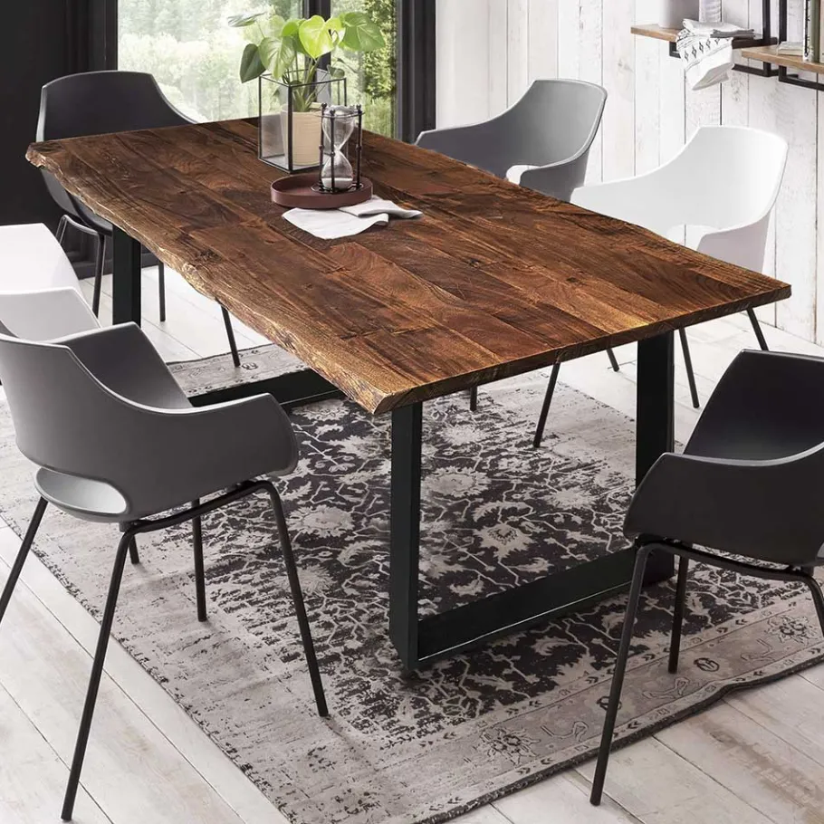 Clearance Wohnen Baumkante Designtisch aus Akazie in Nussbaumfarben - Ondeon