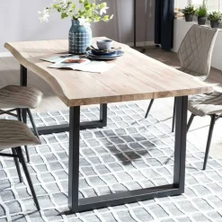Discount Wohnen Baumkante Industry Tisch aus Wildeiche White Wash - Lurianno