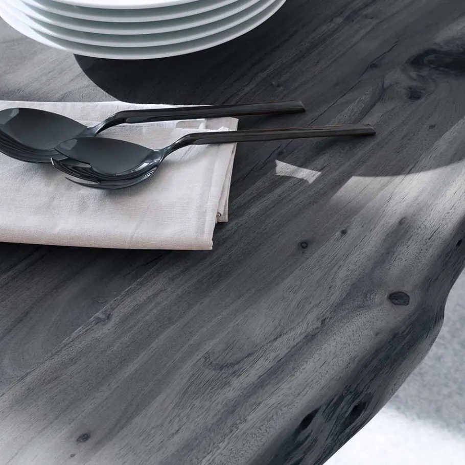 Online Wohnen Baumkanten Küchentisch in Akazie Grau - Balanza