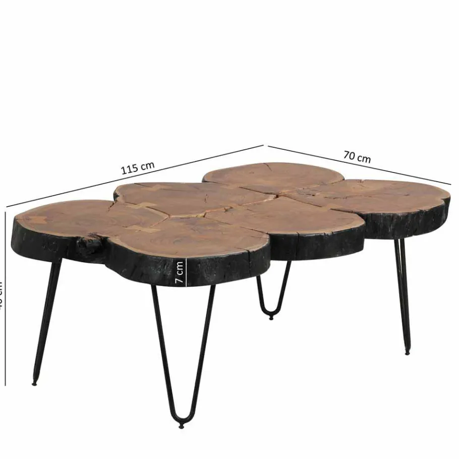 New Wohnen Baumscheiben Couchtisch Lariona mit Metall-Gestell