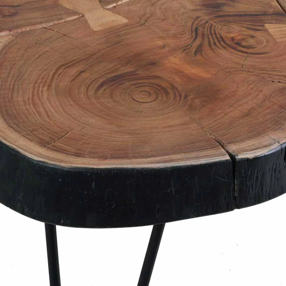 New Wohnen Baumscheiben Couchtisch Lariona mit Metall-Gestell