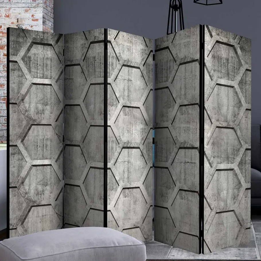 New Wohnen Bedruckter Paravent mit Wabenmuster in Grau - Heavens