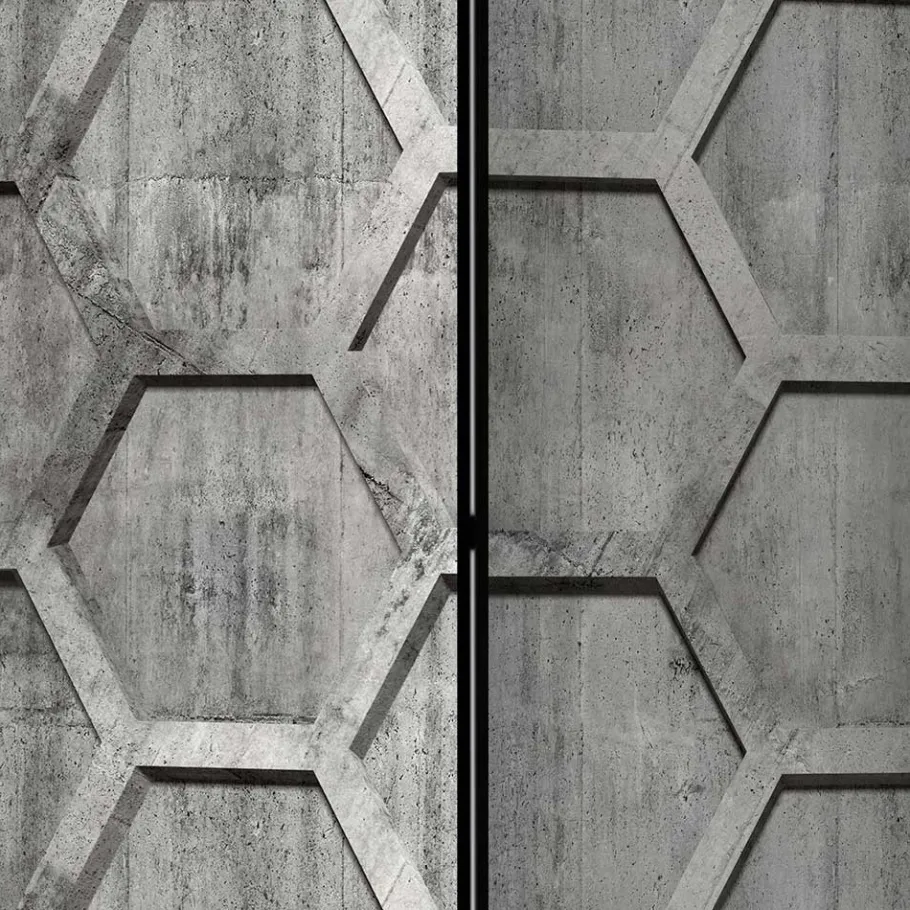 New Wohnen Bedruckter Paravent mit Wabenmuster in Grau - Heavens
